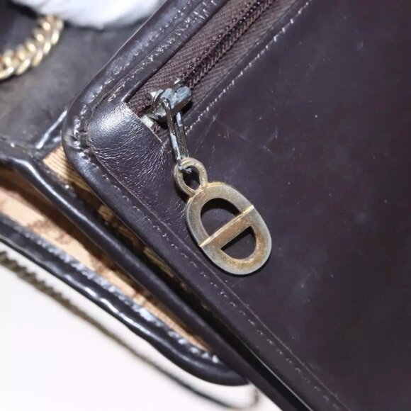 Christian Dior Trotter Canvas Chain Shoulder Bag Brown Gold Auth BD118 - Picture 13 of 16